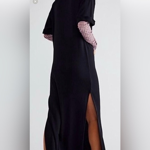 Free People Black Midi Dress with Floral Accents - Picture 2 of 13